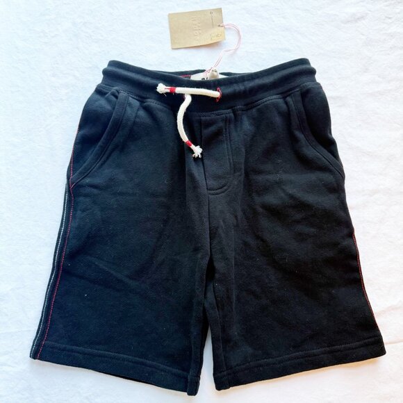 NWT Mini Boden Black Boys Shorts With Red Stitching & Drawstring Waist 7Y - Picture 1 of 5